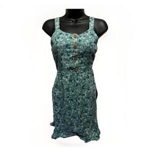 Zunie Girls 28 in Flowy Sun Dress Size Large (14/16) Light Blue Flowers Buttons